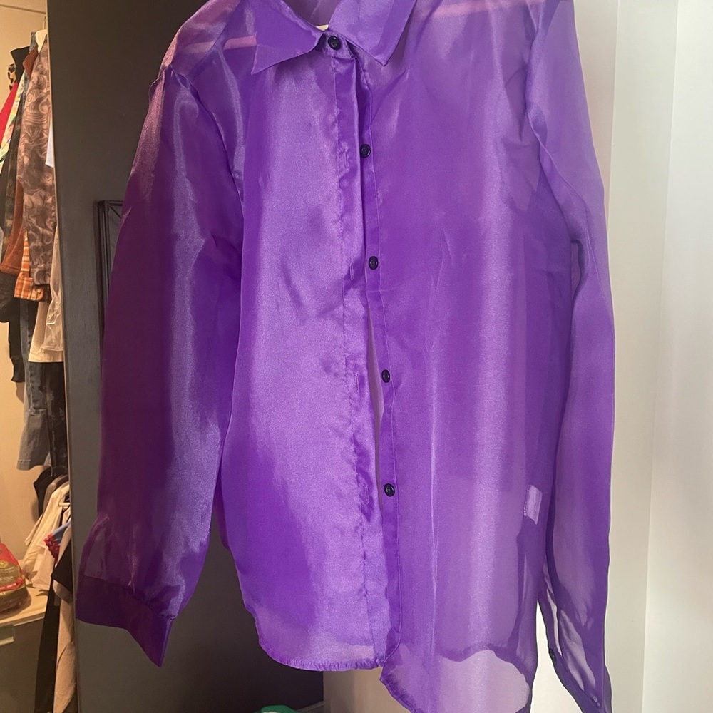 Sheer Purple Button-Up Shirt